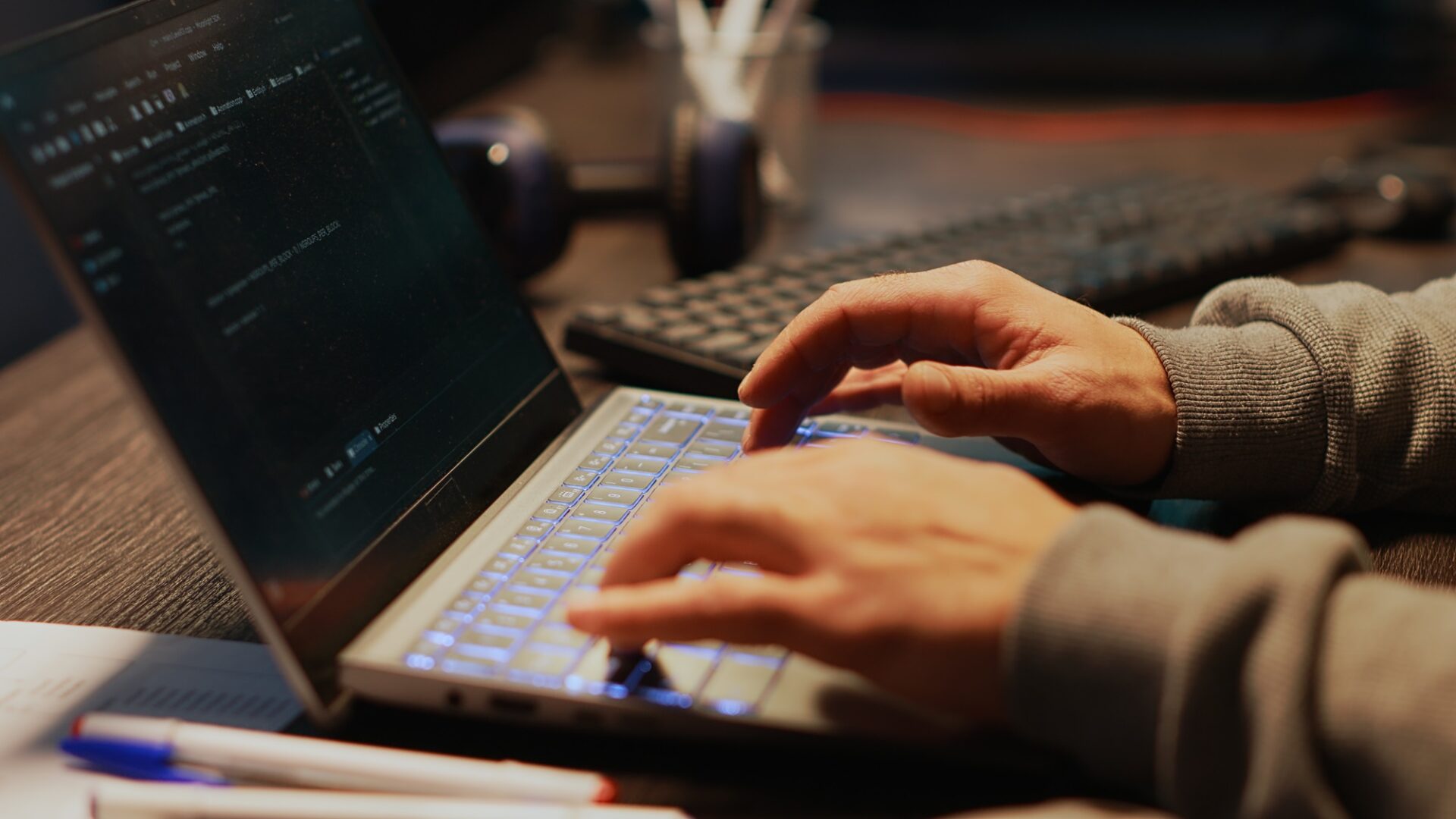 Young man hacking password to break server security